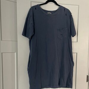 Women’s Blue Distressed T-Shirt Dress